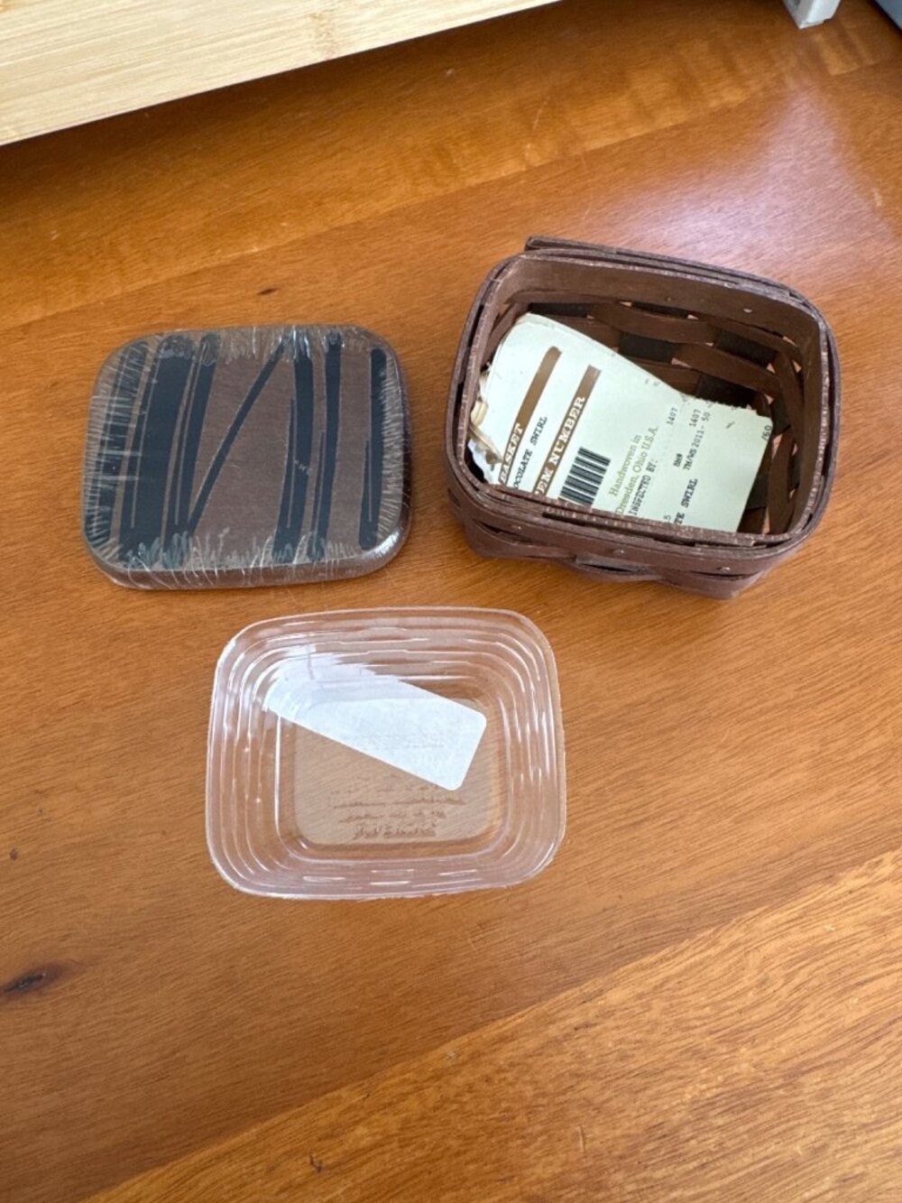 Longaberger Chocolate Swirl Handmade Basket Lid Plastic Insert Set 3 Piece 2015 - Picture 10 of 11